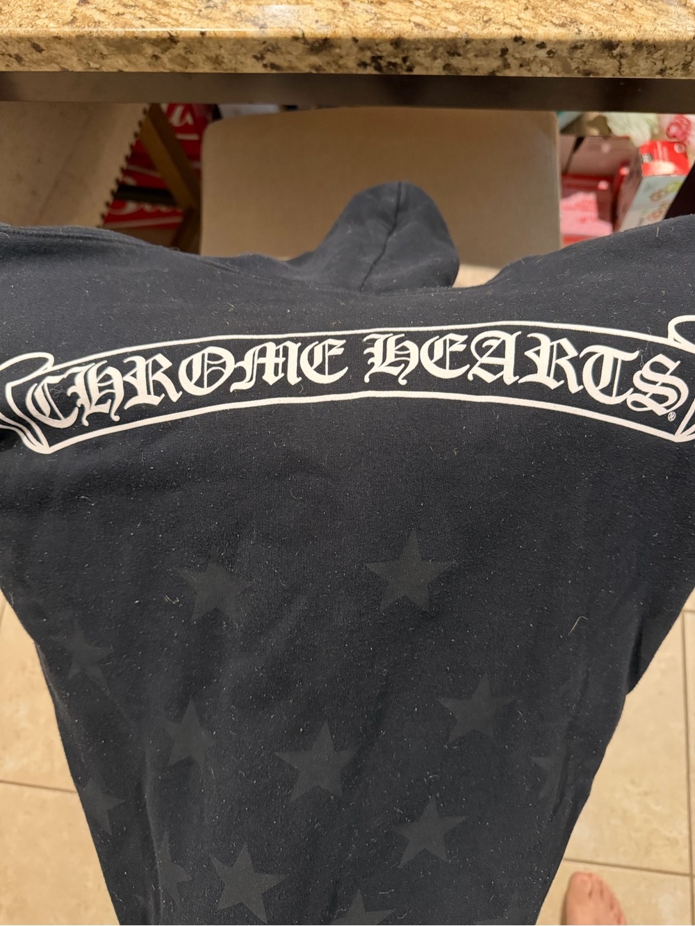 Vintage Chrome Hearts Black Star Zip-Up Hoodie with White Logo - Picture 9 of 11